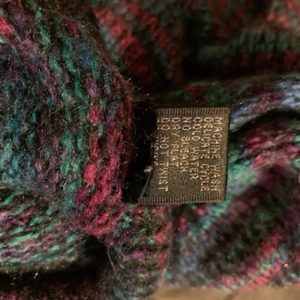Vintage 80’s Gitano Multi Color Knit Sweater Puff Sleeves Tassle Neck Size S/M - Picture 10 of 10